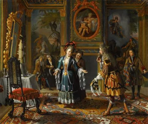 Matthijs Naiveu — Elegante Gesellschaft in einem Interieur