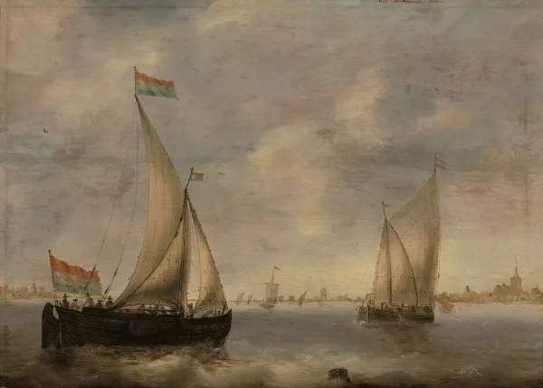Jacob Adriaensz. Bellevois — Segelschiffe an ruhiger Küste