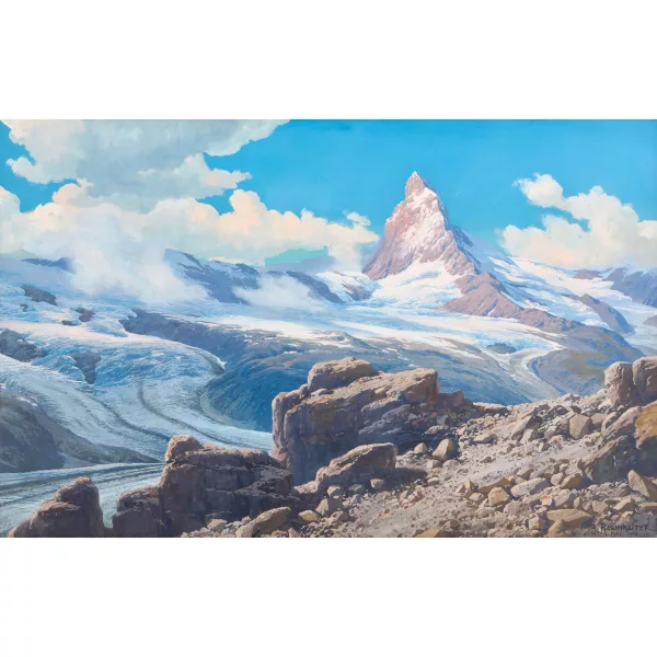 Rudolf Reschreiter — Gletscherlandschaft mit Blick auf das Matterhorn.