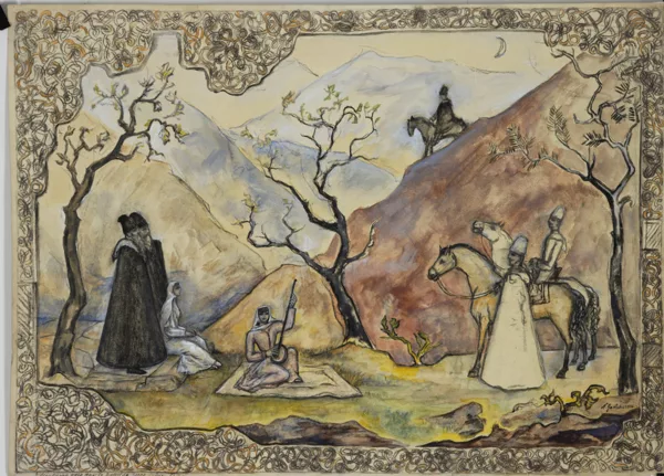 Nathalie Gontcharova — Rideau d'avant scène pour le ballet Chota Roustaveli, (1946)