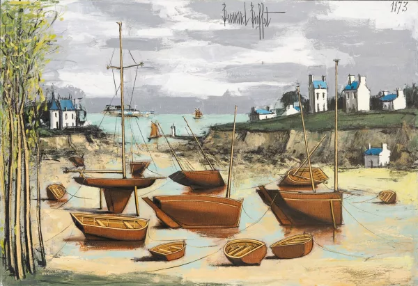 Bernard Buffet — "Carantec, bateaux échoués à marée basse",