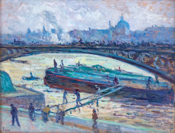 Maximilien Luce — Débarquement des péniches sur la Seine, Paris