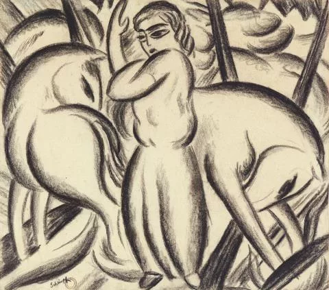 Georg Schrimpf — Junge Frau mit Pferden