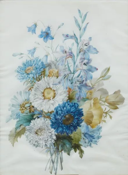 Pierre-Joseph Redouté — Blütenbouquet mit Astern, Akelei und Iris