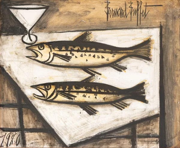 Bernard Buffet — "Deux truites",