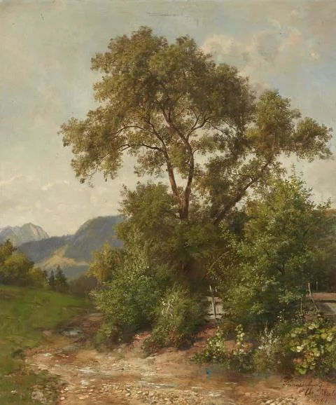 Christian Mali — Landschaft bei Brannenburg am Inn mit dem Wendelstein im Hintergrund