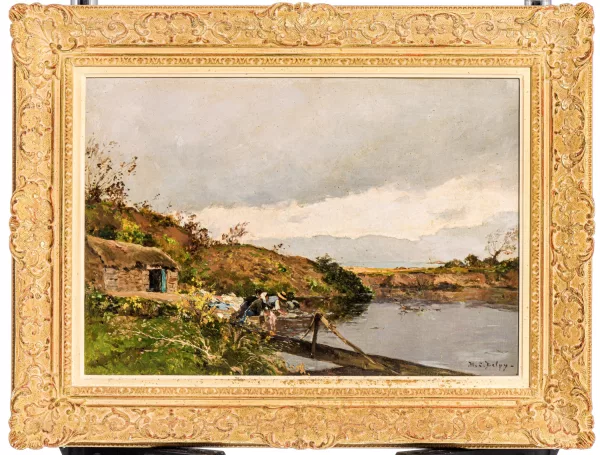 Hippolyte-Camille Delpy — Paysage animé à l'étang