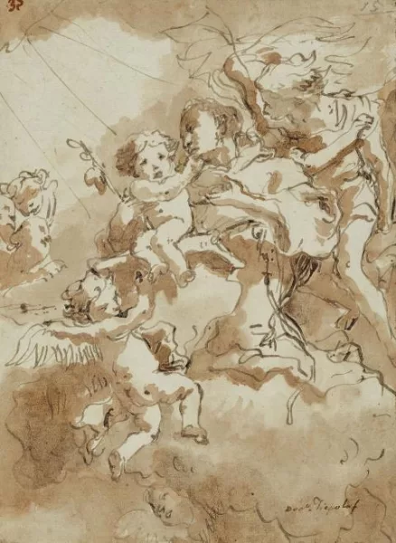 Giandomenico Tiepolo — Madonna mit Kind, von Engeln umgeben