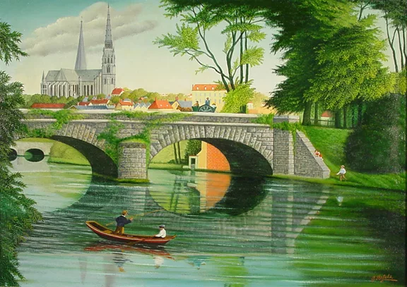 Gyorgy Stefula — Le pont neuf à Chartres, 1968