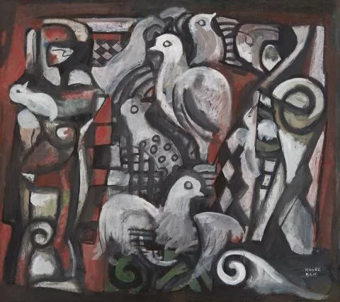 Béla Kádár — Komposition mit Vögeln