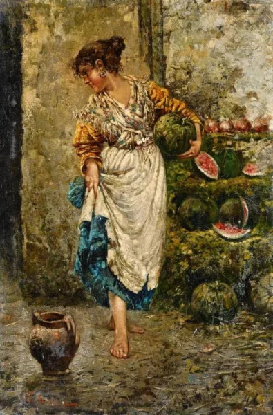 Vincenzo Irolli — Junge Frau mit Wassermelonen