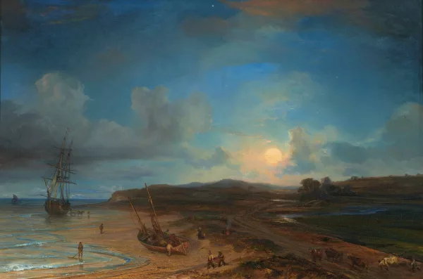 Théodore Gudin — Küstenlandschaft im Mondschein