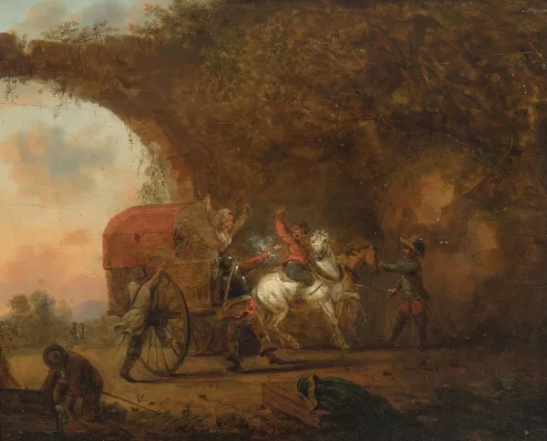 Francesco Casanova — Attribué à Casanova, Francesco Giuseppe — zugeschrieben Überfall auf einen Reisewagen