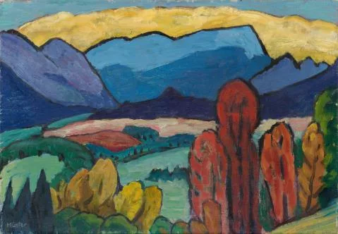 Gabriele Münter — Blick aufs Gebirge mit gelber Wolke