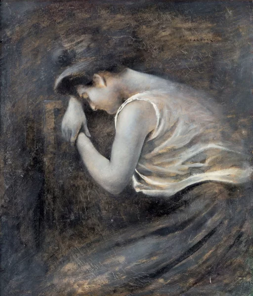 August Hagborg — Jeune fille songeuse,
