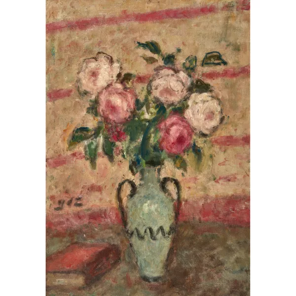 Georges d'Espagnat — Rosenstillleben in blauer Vase.