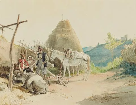 Peter von Hess — Südliche Landschaft mit rastenden Bauern