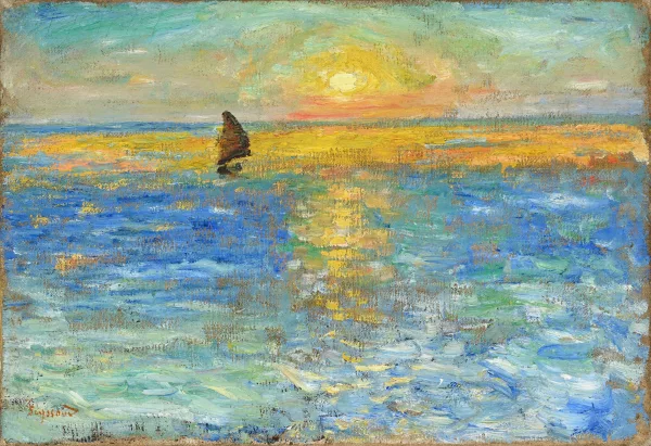 René Seyssaud — Marine, soleil couchant sur la mer à Agay"