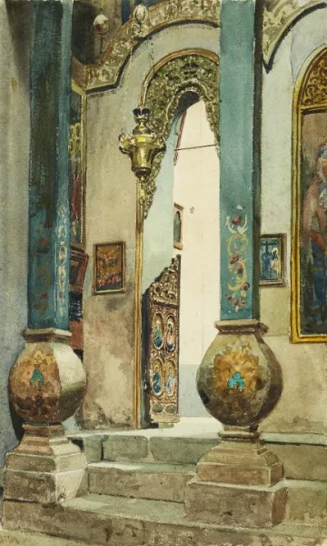 Adolf Seel — Ein Durchgang im Inneren der Grabeskirche in Jerusalem