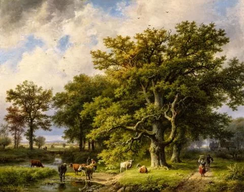 Barend Cornelis Koekkoek — Waldrand mit Kuhtränke
