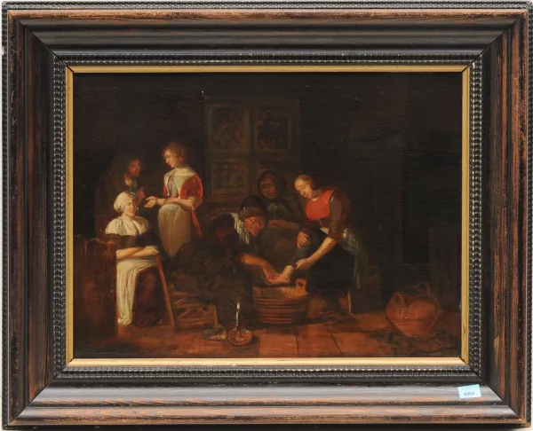 Richard Brakenburgh — Interieur mit Frauen beim Fußbad