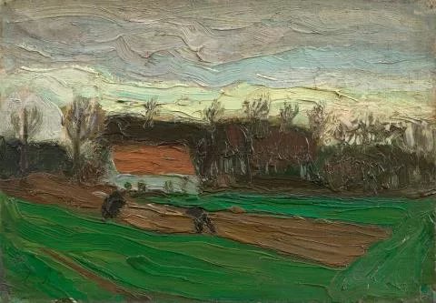 Constant Permeke — Landschaft mit Feld und Bauernhaus