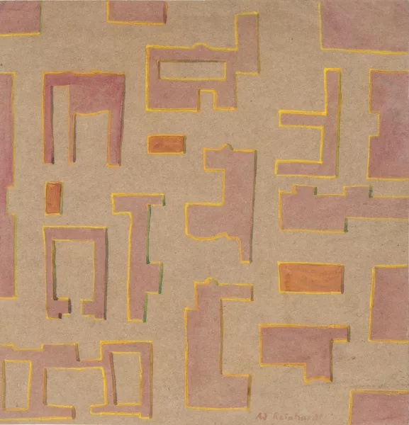 Ad Reinhardt — Ad Reinhardt (1913-1967), Labyrinthe, aquarelle sur
