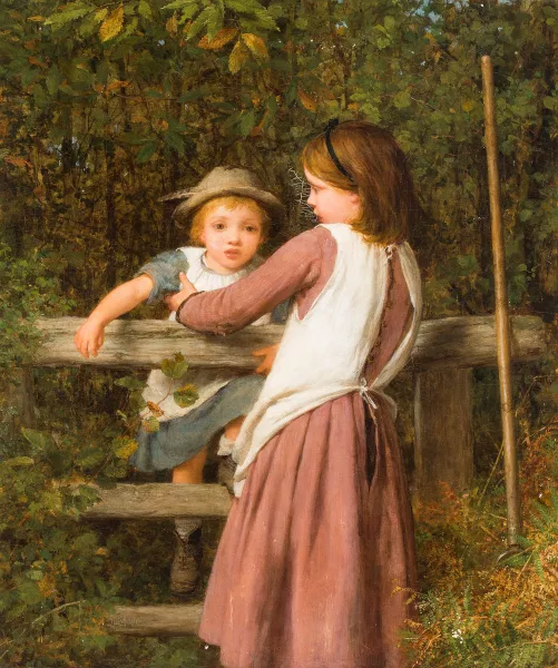 William Charles Thomas Dobson — Kinder über einen Zaun kletternd