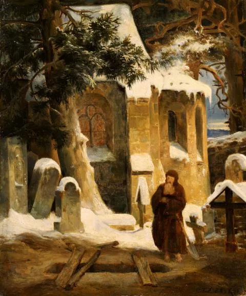 Carl Friedrich Lessing — Studie zu dem Gemälde Klosterfriedhof im Schnee