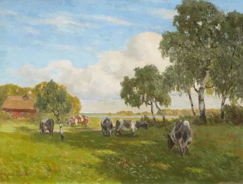 Paul Müller-Kaempff — Auf der Sommerweide im Fischerdorf