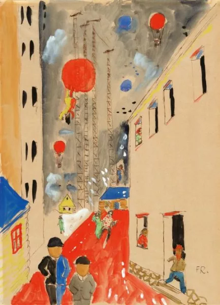 Franz Radziwill — Straßenszene mit roten Ballons