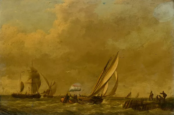Johannes Hermanus Koekkoek — Suiveur de Johannes Hermanus Koekkoek — Pêcheurs sur une mer agitée