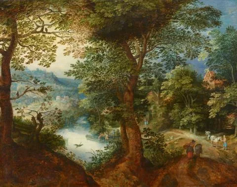 Adriaen van Stalbemt — Waldlandschaft mit Bauern