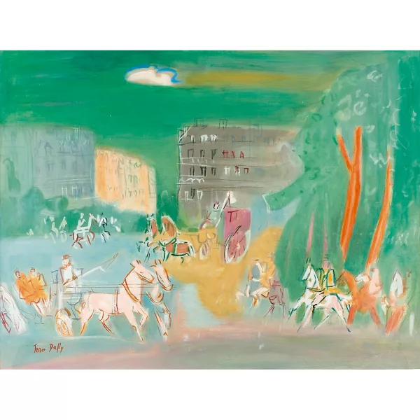 Jean Dufy — "Calèches et cavaliers, vers le Bois de Boulogne".