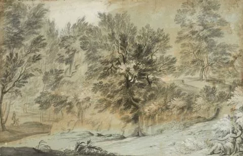 Isaac de Moucheron — Bewaldete Landschaft mit Diana und Endymion