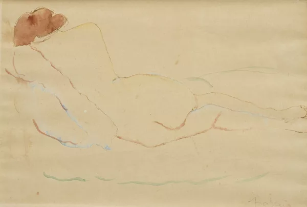 Jules Pascin — Jules Pascin (1885-1930), Nu féminin, aquarelle sur
