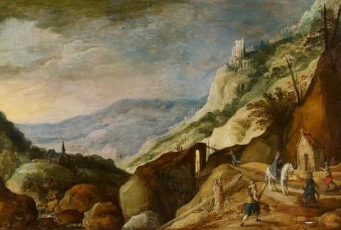 Joos de Momper — Gebirgslandschaft mit Überfall
