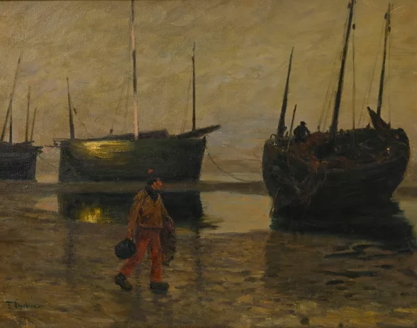 Franz Skarbina — Attribué à Franz Skarbina — Pêcheur à marée basse,