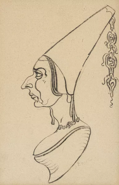 James Ensor — Attribué à James Ensor — La femme au Henin