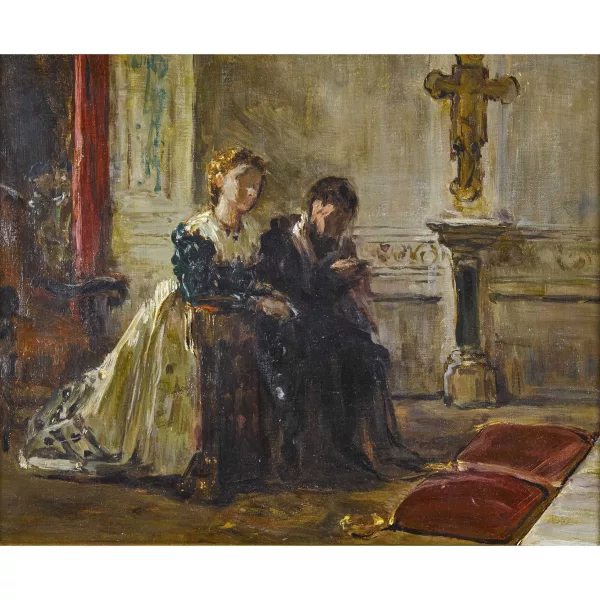 Domenico Morelli — Attribué à DOMENICO MORELLI — Betendes Paar in einer Kirche.