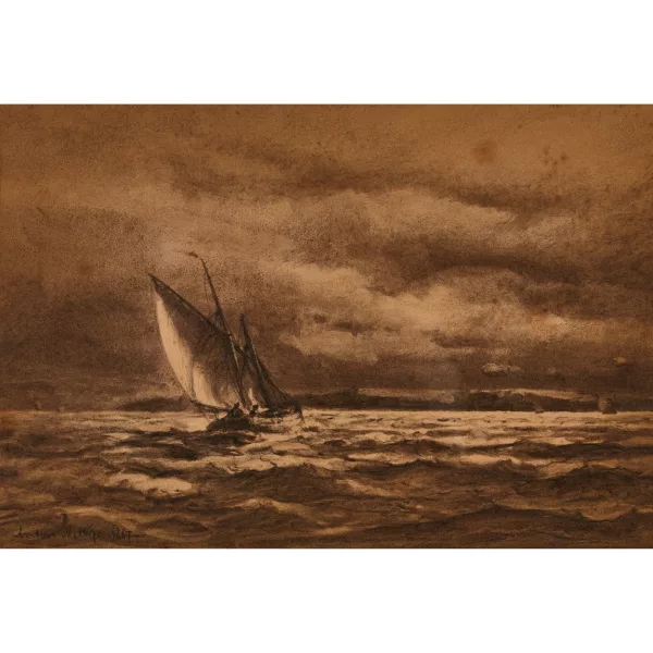 Anton Melbye — Sailing Ship on a Stormy Sea