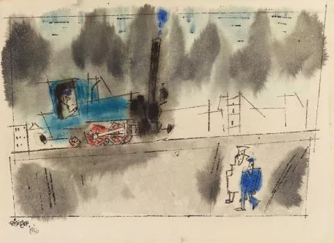 Lyonel Feininger — Ohne Titel (Locomotive)