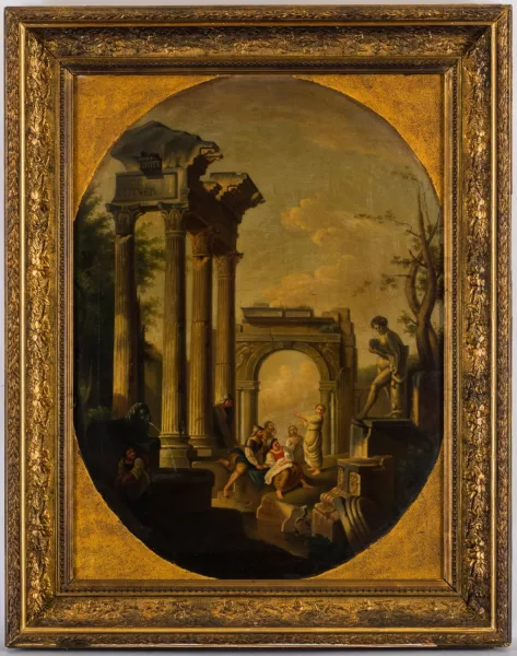Giovanni Paolo Panini — Suiveur de Giovanni Paolo Panini — Personnages dans des ruines,