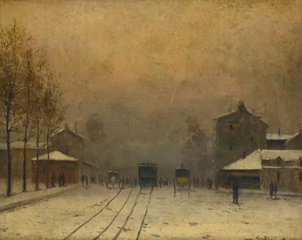 Stanislas Lépine — Attribué à Stanislas Lépine — Paysage urbain enneigé