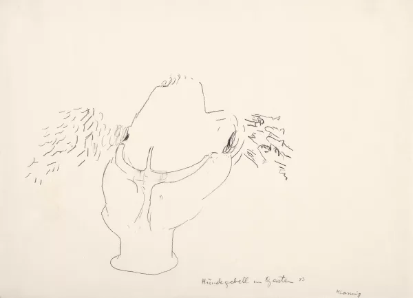Maria Lassnig — Hundegebell im Garten, 1983