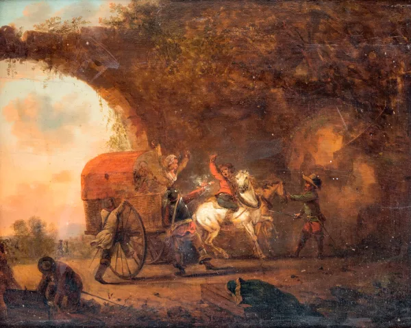 Francesco Casanova — Attribué à Francesco Casanova — Brigands attaquant une carriole