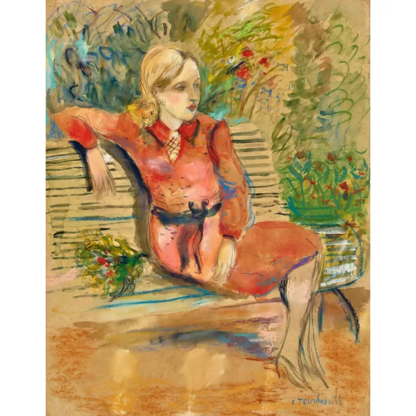 Constantin Terechkovitch — Sitzende Frau mit Blumenstrauss.