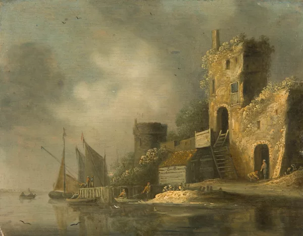 Jan Coelenbier — Attribué à Coelenbier, Jan — zugeschrieben Flusslandschaft mit Fischern