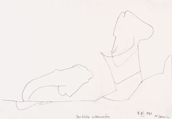 Maria Lassnig — Der Liebe unterworfen, 1990