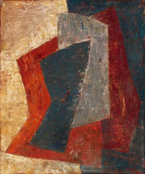 Serge Poliakoff — Composition Rouge orange gris bleu